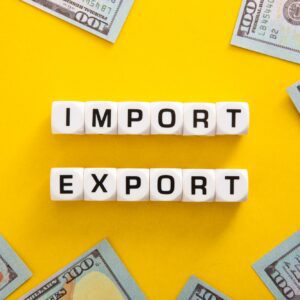 Import and export word on yellow background